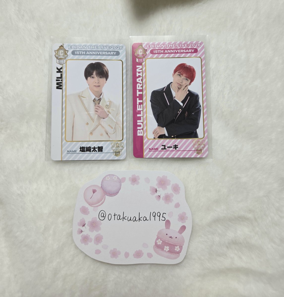 otakuaka1995's tweet photo. EBiDAN THE LIVE 2026 15th Anniversary Random Double Sided Card
エビダングッズ　トレカ

譲→ユーキ、太智
求→タクヤ

8/13エビライ手渡しor郵送交換も可能。
お気軽にお声かけください！ https://t.co/2Zbtvk62Y9