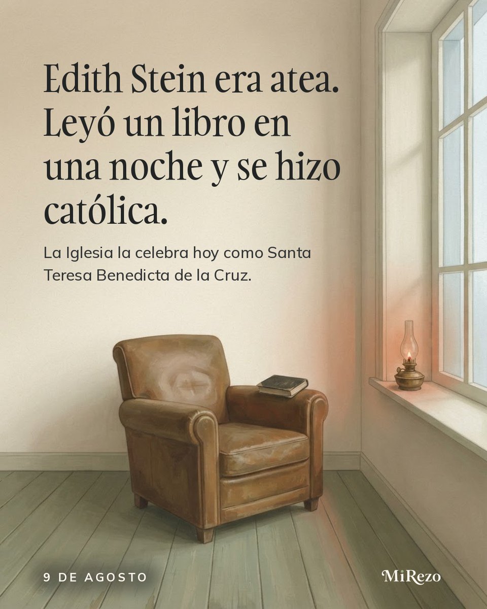 mirezoapp's tweet photo. 9 de agosto · Santa Teresa Benedicta de la Cruz, Edith Stein. 🕊️

Filósofa brillante y atea, leyó en una noche la vida de Santa Teresa de Ávila y al cerrar el libro dijo: esto es la verdad.

https://t.co/W4Umf3BKBP https://t.co/d1lk5eBHgf