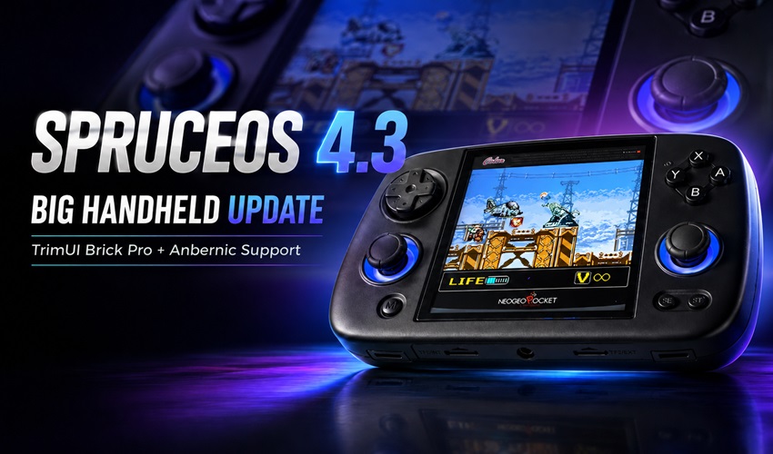 AmigamagazineGA's tweet photo. SpruceOS 4.3 is a big one for retro handhelds. Full TrimUI Brick Pro support, early Anbernic RGXX+ support, emulator upgrades, plus Wi-Fi, sleep and audio fixes. Here’s what changed and why it matters. #SpruceOS #RetroGaming https://t.co/6ZrymuLUYx https://t.co/uPJmd11PLo