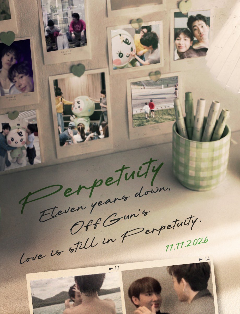 offgun_family's tweet photo. Eleven years down, OffGun’s love is still in 𝗣𝗘𝗥𝗣𝗘𝗧𝗨𝗜𝗧𝗬.

Since day one, stepping into the 11th year. We would like to invite all Babiis to be a part of #OffGun11thANVProject 💚

💌 Glass Media at GMM Grammy Place Building
🗓️ Donation Period : Today - September 10, 2026

#ออฟกัน #OffGun