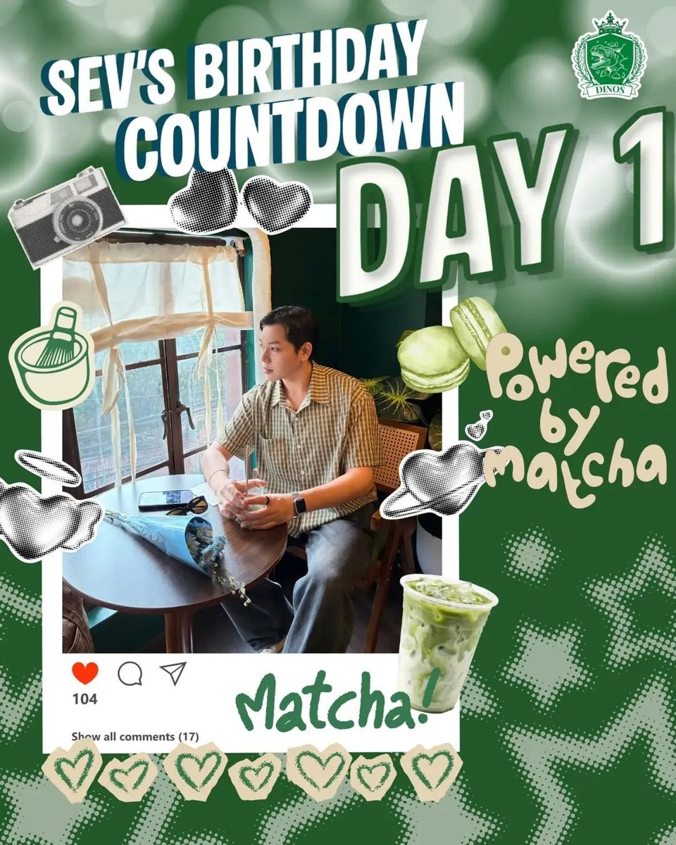 DinosForSEV's tweet photo. [PHP SEV BIRTHDAY COUNTDOWN]

D-1!! TOMORROW IS SEV DAY!! 🎉💚

​Sev sitting by the window with his matcha and blue bouquet like a literal k-drama male lead?! 😭

@s_sev__ @PressHitPlay
#PHP_SEV #Press_Hit_Play
#MatchaSEVolution https://t.co/pSnk7vx6lW