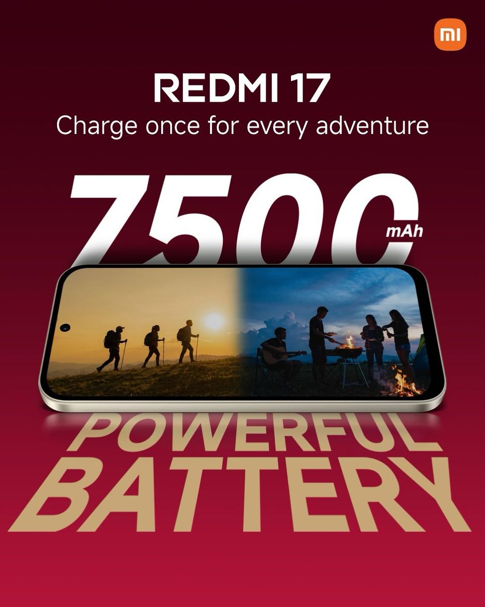 MiBangladesh's tweet photo. Meet the power that you can rely on non-stop⚡
The massive 7500mAh battery of the new REDMI 17 is the perfect companion to back you up in every adventure.
Grab yours at your nearest Xiaomi store today!
#REDMI17 #POWER #NonStopEverything #XiaomiBangladesh https://t.co/Q2PruLTxsx