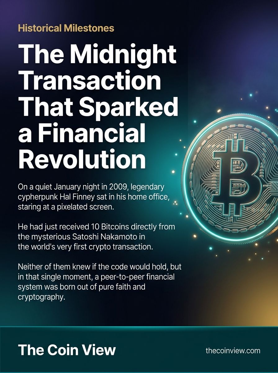 TheCoinView's tweet photo. The Midnight Transaction That Sparked a Financial Revolution https://t.co/9wC3YkkbXw