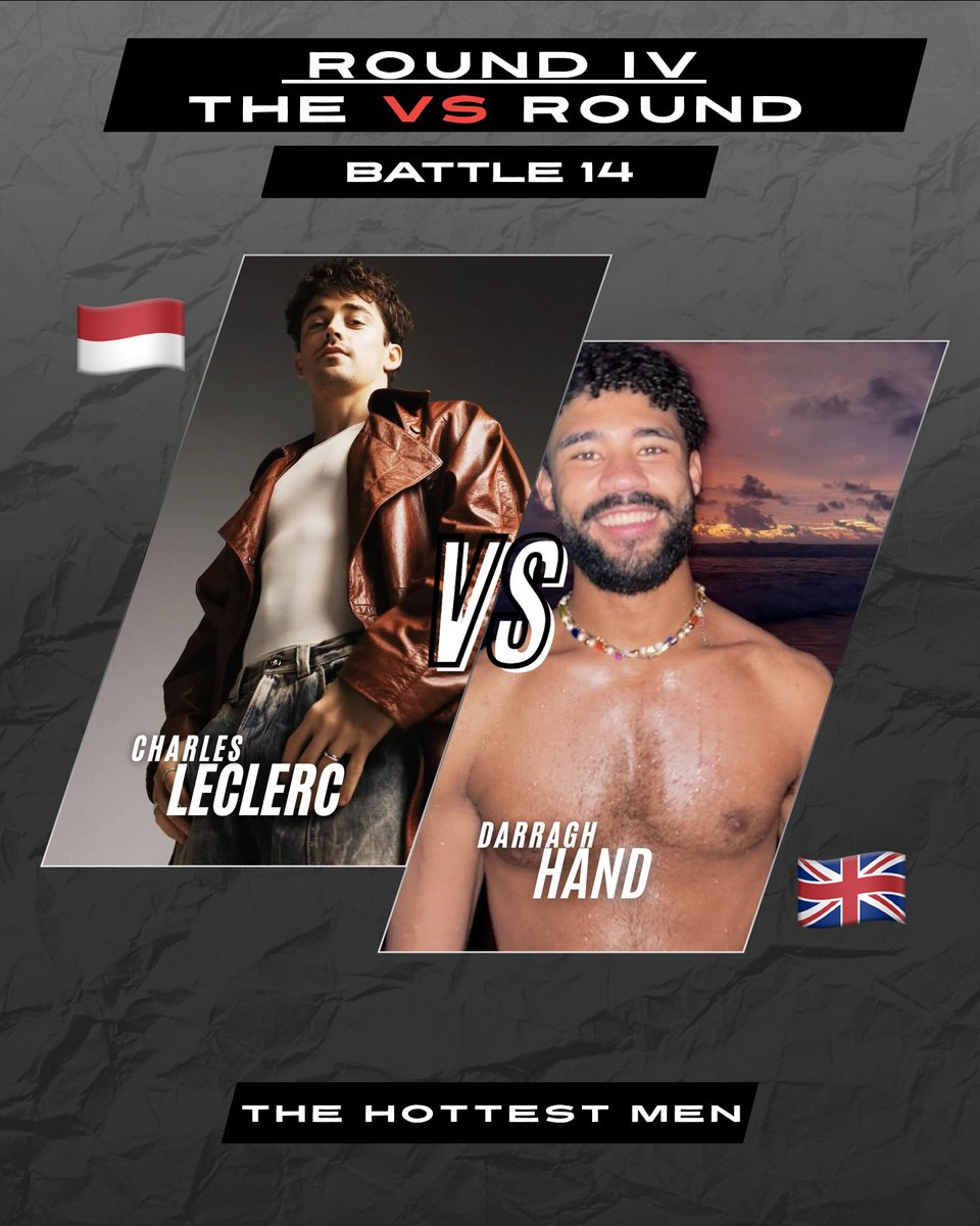 TheHottestMen_'s tweet photo. Round IV - Battle 14 - Only round of votes:
Time to vote: until Monday 10 ๐ฅ
#CharlesLeclerc #DarraghHand https://t.co/GAG6m5Ahe3
