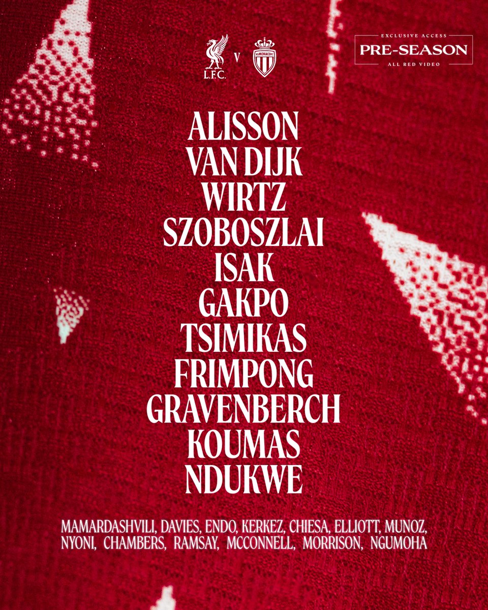 LFC's tweet photo. The Reds to take on AS Monaco at Anfield!

Watch the match LIVE on All Red Video 📺