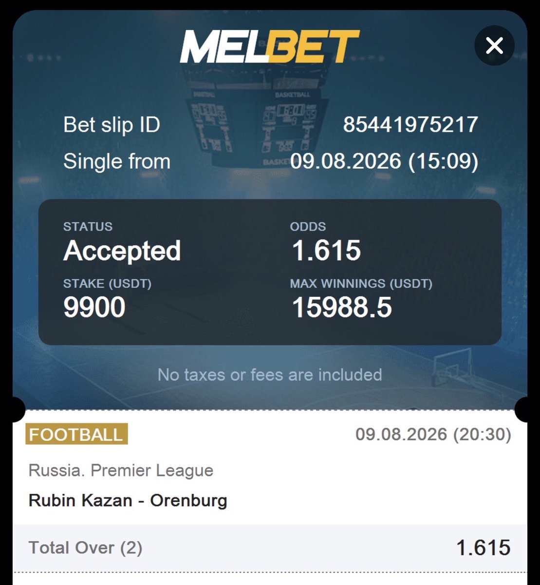 WinningCoupons's tweet photo. #RubinKazan 🆚 #Orenburg
➡️ Pick: Total Over 2
💰 Potential Win: 15.988 USD
✅ #Melbet: ➡️
✅ Bet Code: ➡️ EJZF3
✅ PROMO CODE: ➡️ xfree
(Register with this promo code and receive a 200% bonus on your first deposit!) https://t.co/Ymo2dkUKW7