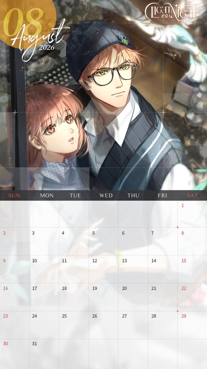 lightnnightsea's tweet photo. ✦ Xia Mingxing ✦ August Calendar

Stepping into the gentle warmth of August, together with you.

✦ Official Light and Night SEA Webshop: https://t.co/RMYQ86mT05
✦ Join our Discord: https://t.co/Y1ilSKnOJY
✦ Join our Facebook Community:  https://t.co/6ETQxSD4mC

 #LightandNight