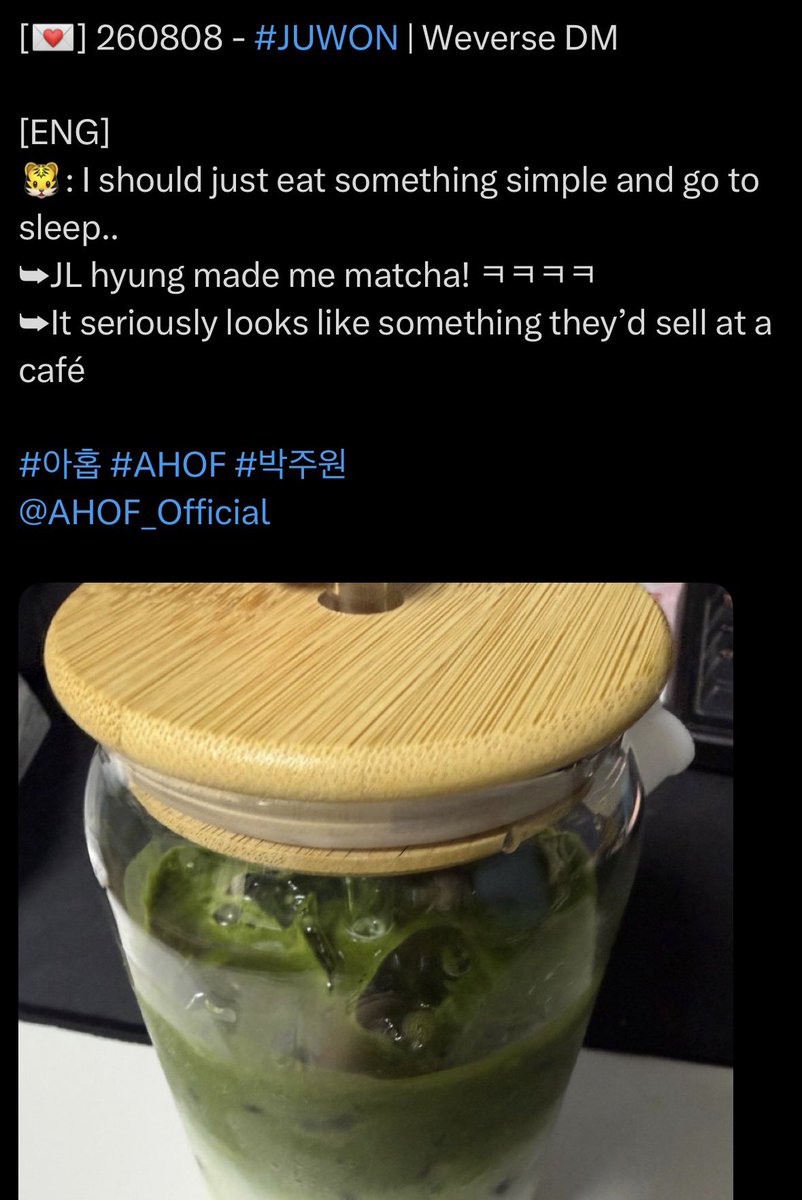 lostinsteven's tweet photo. something about jl making steven and juwon matcha latte which he loves feels so warm 🥺 it’s a different kind of love https://t.co/br2HiNCsRX