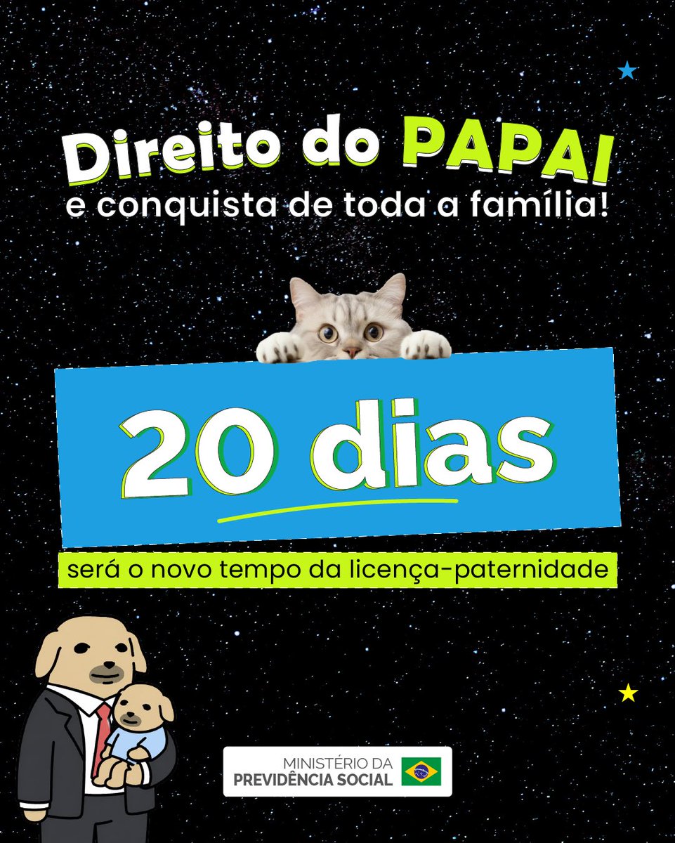 minprevidencia's tweet photo. LICENÇA-PATERNIDADE AMPLIADA 💙👨
O nascimento de um filho é um momento de muito amor, cuidado e dedicação – e os pais têm o direito de viver intensamente essa experiência.

Pensando nisso, a licença-paternidade foi ampliada para 20 dias e será implementada de forma gradual. https://t.co/Np7IUnw25Z