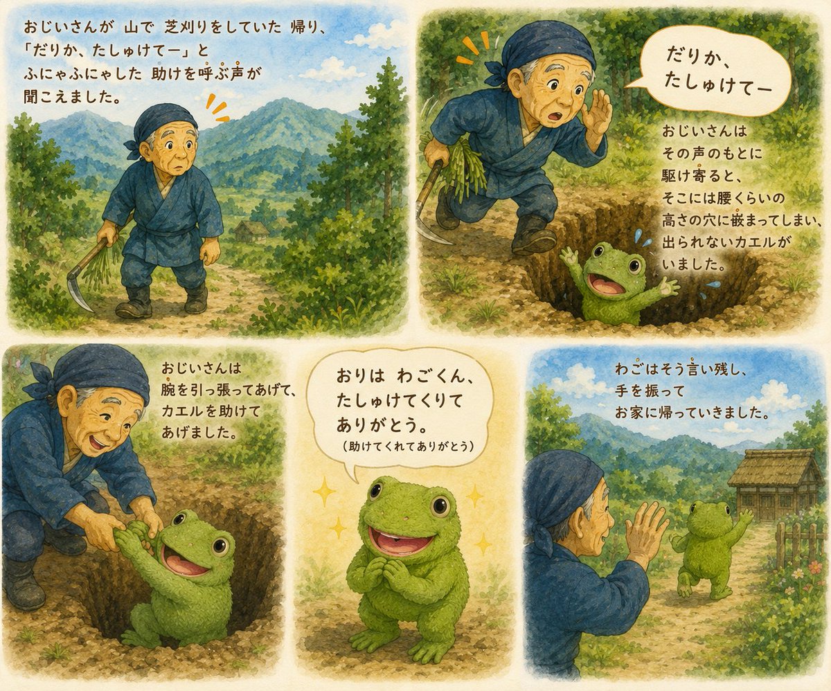 iguritto's tweet photo. ｢わごのおんがえし｣という絵本を作りました。 https://t.co/JYPP3v0Fxn