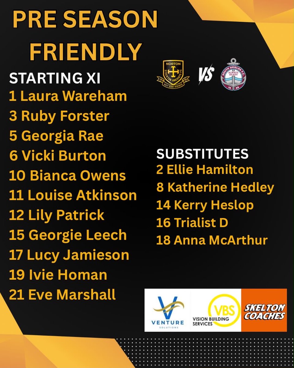 NortonLadies's tweet photo. 🚨 TEAM NEWS

Here’s how we line up for today’s pre-season friendly against @SSFCWomen 

#NTID | #ANAW https://t.co/yDme3z3Ndw