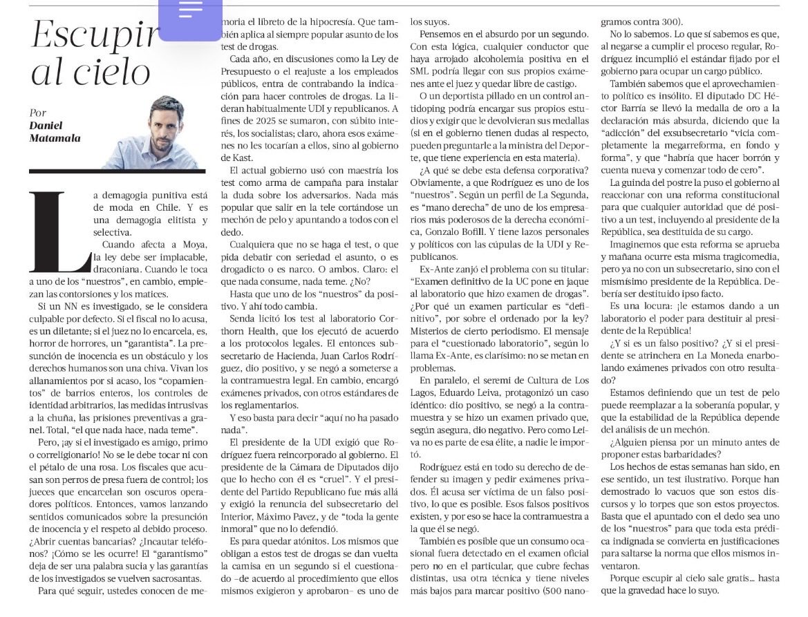 Pattycer's tweet photo. Les comparto la Columna de Daniel Matamala ( Excelente) https://t.co/ohqTN8Yf2l