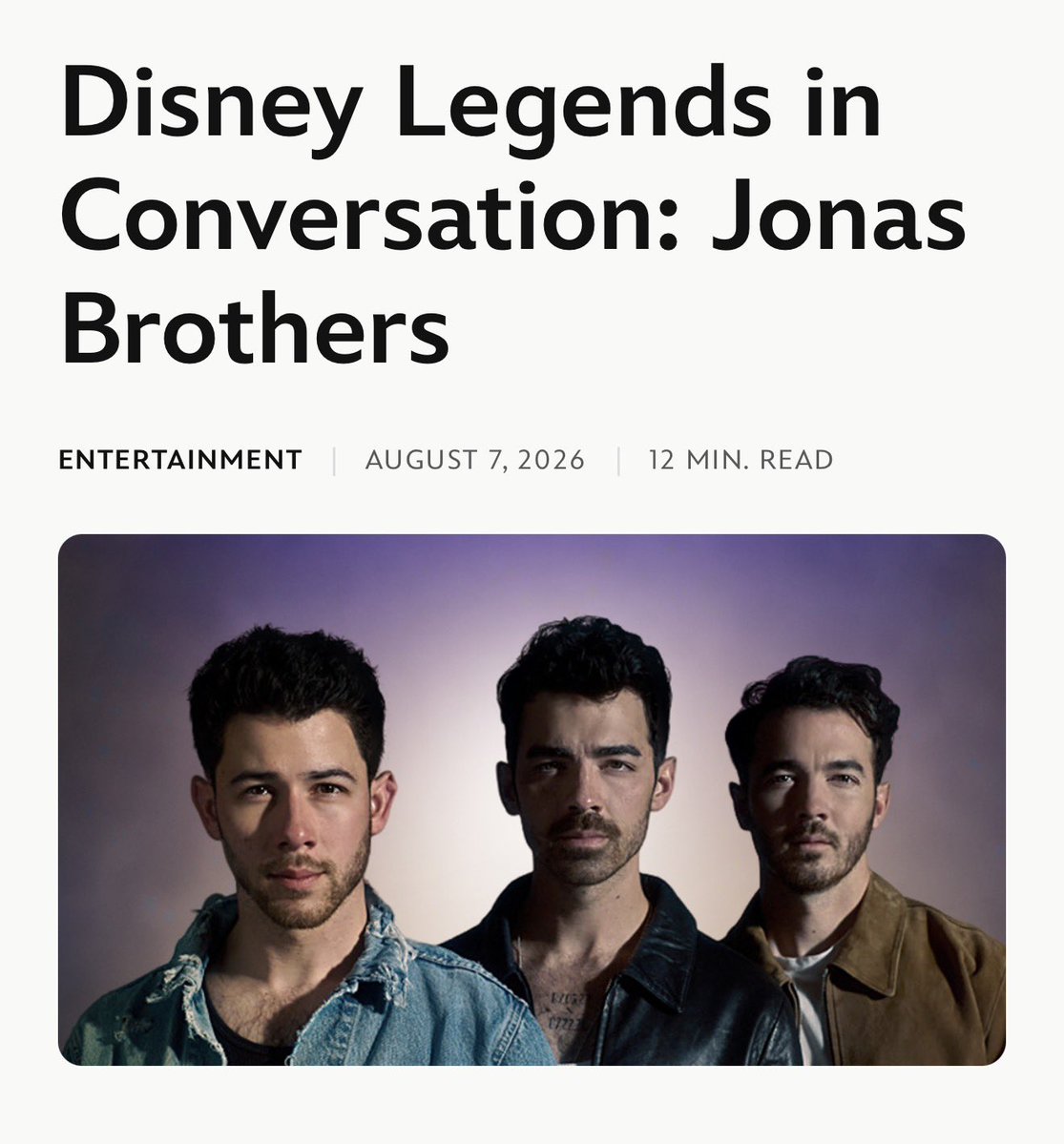 Jonas_DailyNews's tweet photo. Disney Legends In Conversation: Jonas Brothers https://t.co/RTa1GeCdia https://t.co/ZZx0Z66vME
