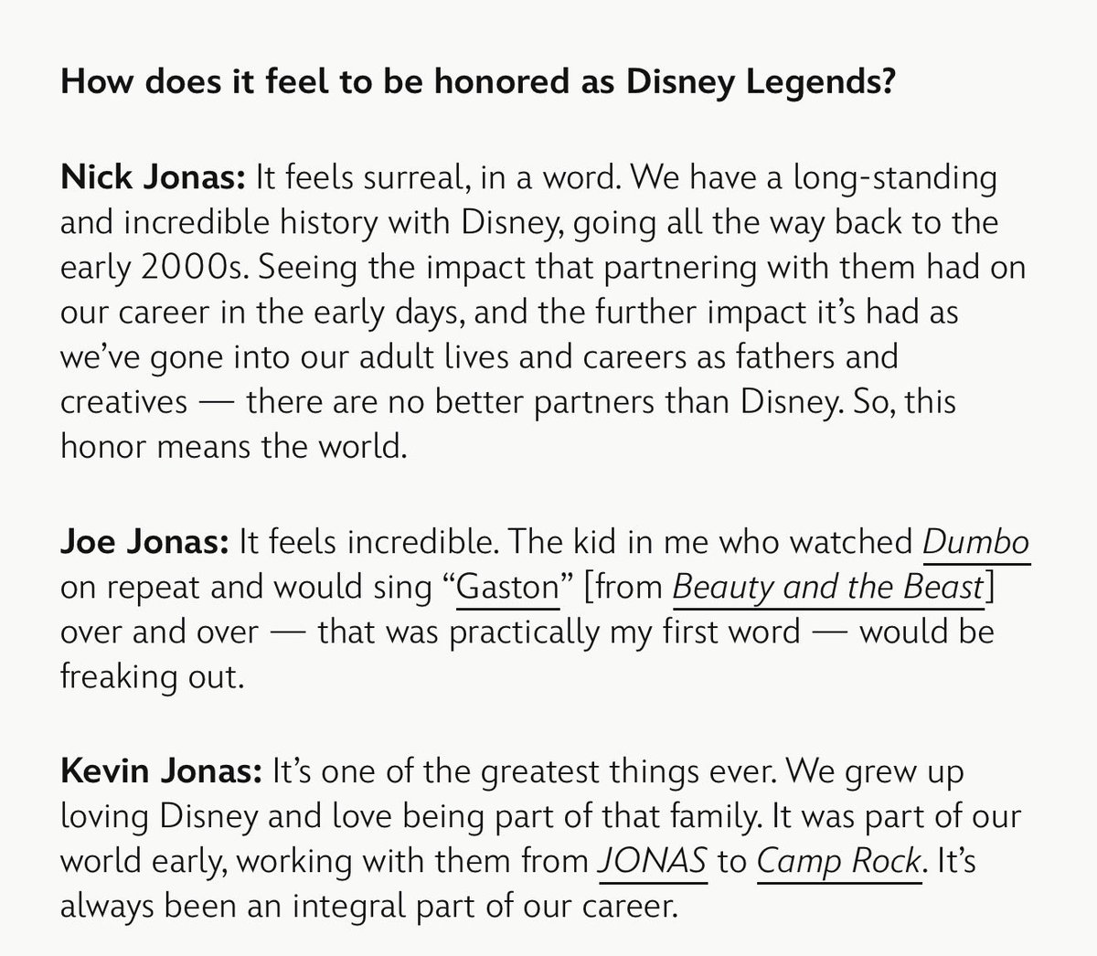 Jonas_DailyNews's tweet photo. Disney Legends In Conversation: Jonas Brothers https://t.co/RTa1GeCdia https://t.co/ZZx0Z66vME