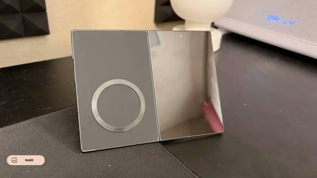 teknoblog's tweet photo. 📰 Galaxy Z Fold 8 sahibi kamera çıkıntısını jiletle söktü!

📌 Reddit kullanıcısı, iki arka kamerayı çevreleyen parçayı jilet yardımıyla gövdeden ayırdı. Kamera sensörlerini ise telefonun içinde bıraktı.

📌 Kullanıcı, kamera çıkıntısını yapışkanın tuttuğunu aktarıyor. Ardından eski bir dbrand kaplamasını keserek telefonun arka yüzeyine uyguluyor.

📌 Galaxy Z Fold 8, iki adet 50 megapiksel arka kamera taşıyor. Ana kamera ayrıca 2 kat optik kalite seviyesinde yakınlaştırma sağlıyor.

📌 Telefon 201 gram ağırlık, 4.800 mAh pil ve Snapdragon 8 Elite Gen 5 for Galaxy işlemci sunuyor. İç ekran 7,6 inç, dış ekran ise 5,5 inç büyüklüğünde.

📌 Galaxy Z Fold 8 Ultra, 200 megapiksel ana kamera ve 3 kat optik telefoto kamerayla ayrılıyor. Standart Galaxy Z Fold 8 modelinde telefoto kamera bulunmuyor.