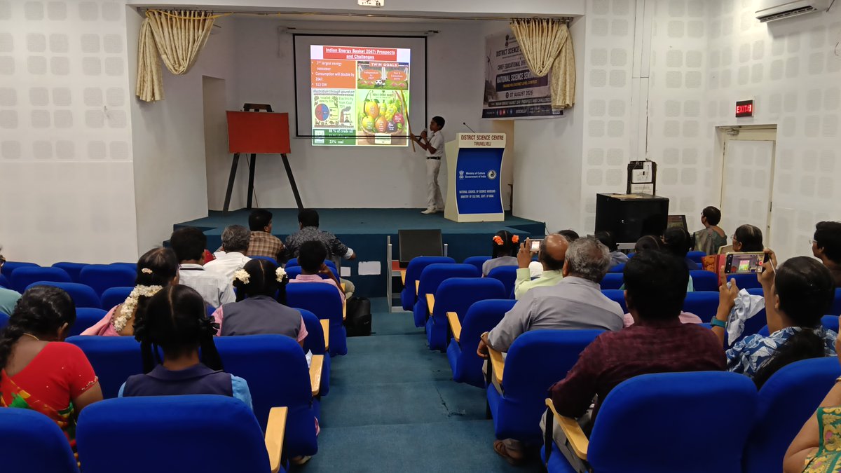 dscnellai's tweet photo. National Science Seminar 2026

The District Science Centre, Tirunelveli, successfully conducted the District Level National Science Seminar 2026 on 07 August 2026.
@dscnellai a unit of @ncsmgoi, @MinOfCultureGoI.
@gssjodhpur   @Rao_InderjitS https://t.co/RGv1JwQ21a