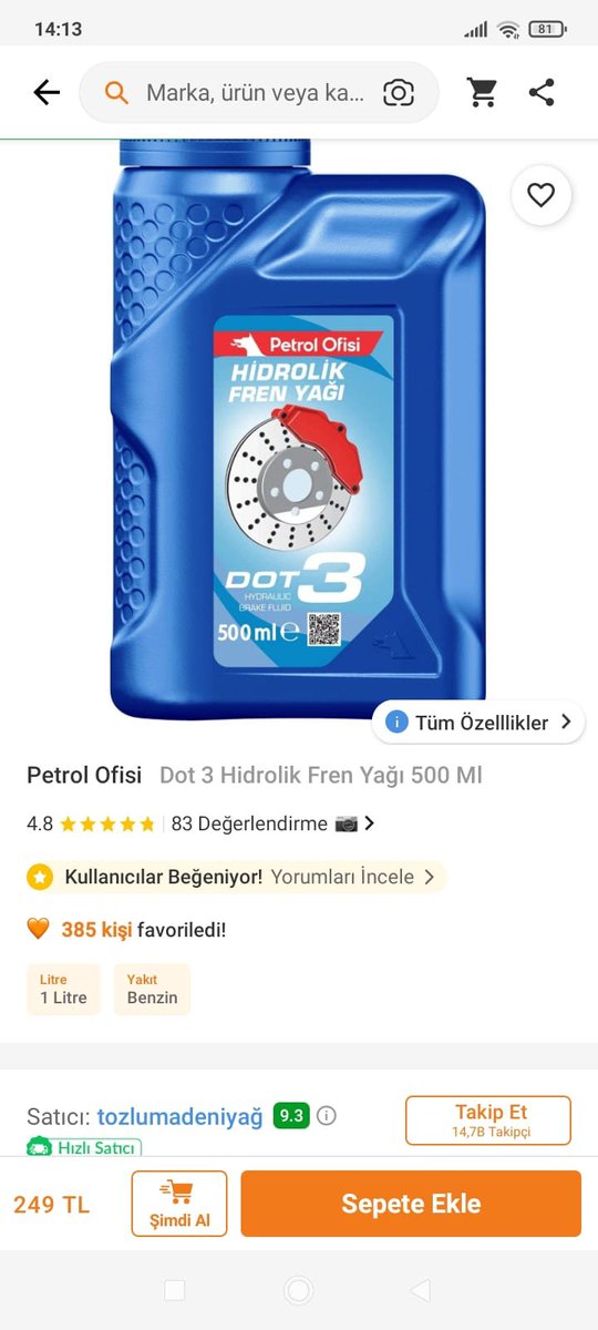 tuketicideney's tweet photo. Trendyol’da 500 ml olarak satışa sunulan ve faturası da 500 ml kesilen hidrolik fren yağı 400 ml geldi; destek talebi “eksiklik/kusur yok” denilerek kapatıldı.

♦️Takipçi şikâyeti:

“6 Ağustos 2026 tarihinde Trendyol üzerinden ‘TozluMadeniyağ’ isimli satıcıdan hidrolik fren yağı satın aldım.

Satış ekranındaki ürün başlığında, tanıtım görsellerinde ve tarafıma kesilen faturada ürün miktarı açıkça 500 ml olarak belirtiliyordu.

Ancak ürün teslim edildiğinde ambalajının 400 ml olduğunu gördüm.

Durumu fark ettiğimde platform üzerinden yaşadığım sorunu anlatan 3 yıldızlı bir yorum paylaştım. Ancak olumsuz yorumumun yayınlanmadığını ve ürün ilanının başlık ile görsellerinde herhangi bir düzeltme yapılmadan hâlâ 500 ml olarak gösterilmeye devam ettiğini gördüm.

Eksik ürünün telafisi amacıyla Trendyol Asistan ve müşteri hizmetleri üzerinden destek talebi oluşturdum.

Talebim, ‘Herhangi bir eksiklik/kusur tespit edilmemiştir.’ denilerek kapatıldı. Bana sözlü olarak üretici firmanın artık bu ürünü 400 ml olarak ürettiği söylendi.

Ancak benim satın aldığım ilanda ürün 500 ml olarak gösterildi ve faturam da 500 ml üzerinden kesildi.

6502 sayılı Tüketicinin Korunması Hakkında Kanun kapsamında, ilan edilen özelliklere ve miktara uygun olmayan bir ürün teslim edilmesinin tüketici açısından sorun oluşturduğunu düşünüyorum.

Buradaki mesele 100 ml ürünün maddi değeri değil.

Beni asıl rahatsız eden, ilandaki ürün miktarının teslim edilen ürünle uyuşmamasına rağmen ilan bilgilerinin düzeltilmemesi ve destek talebimin herhangi bir telafi sunulmadan kapatılmasıdır.

Sürece ilişkin fatura, güncel ilan ekran görüntüleri ve reddedilen destek talebine ait görseller elimde mevcut.

Trendyol ve ilgili satıcıdan ürün ilanındaki bilgilerin düzeltilmesini, yaşadığım durumla ilgili somut bir açıklama yapılmasını ve mağduriyetimin giderilmesini talep ediyorum.”
