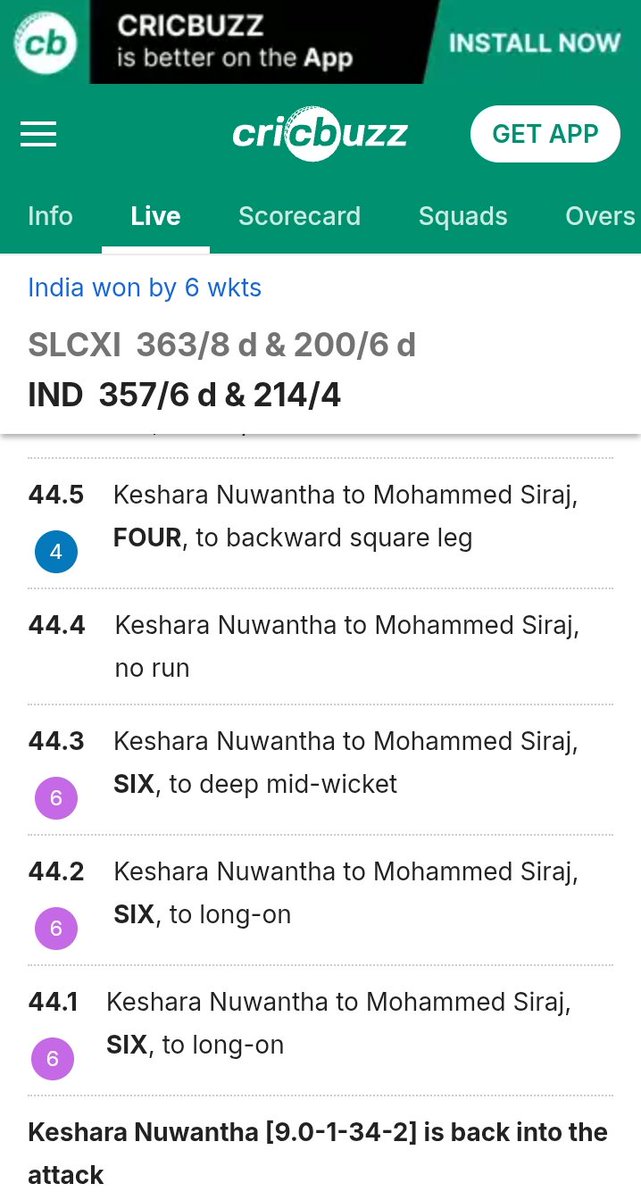 KailashJya02's tweet photo. Mohammed Siraj with the winning runs 🔥🔥

A successful chase in Colombo for #TeamIndia against SLC XI 👏👏

Just Mia Magic ✨✨ 
Mohmmad Siraj official 😅😅 https://t.co/IQlrVWN1Km