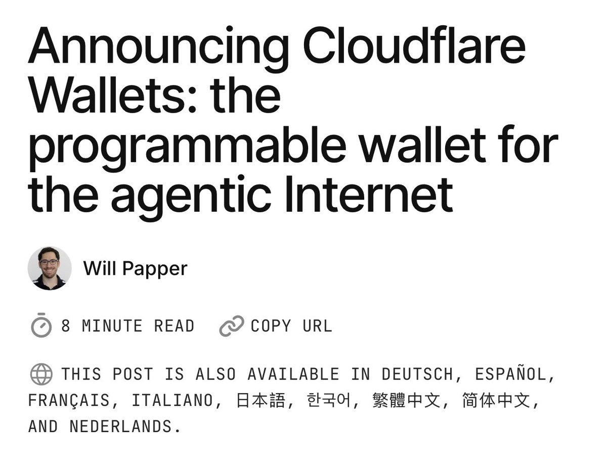 ihteshamali's tweet photo. AI agents are getting their own bank accounts.

Cloudflare is building programmable wallets that will let an agent hold money and pay for things across the internet.

The product is called Cloudflare Wallets.

You will be able to give an agent a virtual wallet and tell it:

→ Spend no more than $20
→ Buy only from approved companies
→ Never spend more than $2 per transaction
→ Pay for a specific API or MCP tool

The agent could then purchase data, software, computing power, or paid content while completing a task.

Cloudflare plans to use stablecoins for the payments.

It is also building a Monetization Gateway so websites and developers can sell APIs and content directly to agents without creating a normal checkout page.

Wallet handles can be claimed now.

The complete payment system is still coming, so your agent cannot start shopping freely today.

But the direction is obvious.

The internet was designed around humans opening pages, clicking buttons, and entering card details.

Cloudflare is preparing for an internet where software finds a service, checks the price, pays for it, and continues working before a human even sees the bill.