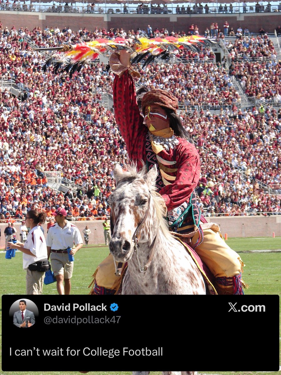CentralNorvell's tweet photo. When Chief Osceola plants the spear at midfield in the opener against New Mexico State on Saturday, August 29th in Doak Campbell Stadium, I know that it is going to send chills down my spine just realizing that college football is back. 😂🔥 #gonoles #fsufootball #noleblooded https://t.co/RPLgGrohYQ