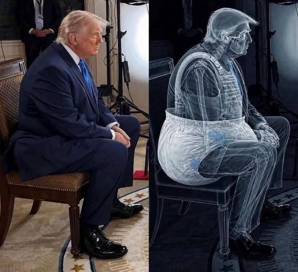 IranMilitaryEN's tweet photo. The reason for Trump's overly puffy pants has been identified! https://t.co/PRTMGntlBY