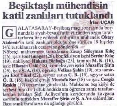 Mustafacevik10's tweet photo. Muzaffer değiştirdiği adı ile Sebahattin Şirin 14 Aralık 1991 günü Şişlide boynunda Juventus atkısı olan Mühendis Oktay Akdemir’in dövülerek öldürülmesi davasında geçiyor 

Muzaffer isminin altını çizerek bahsedilmesi 

Akıllara Mühendis Oktay davası yenidenmi açılıyoru getirdi https://t.co/W0Maoj13Ju