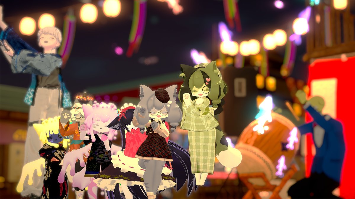 Byakusei's tweet photo. ネコ達の踊りに混ざってきた #VRChat https://t.co/vQNzF7cQhI