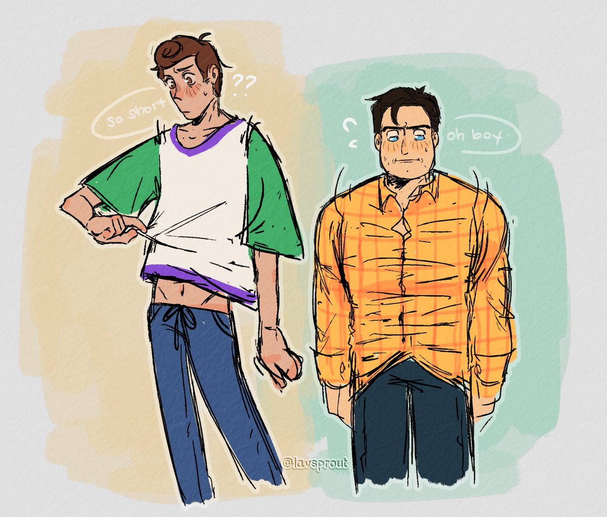 lavsprout's tweet photo. human au where prideyear tries to swap clothes (it doesnt go as planned)
#toystory #prideyear https://t.co/tiqFw4J74c