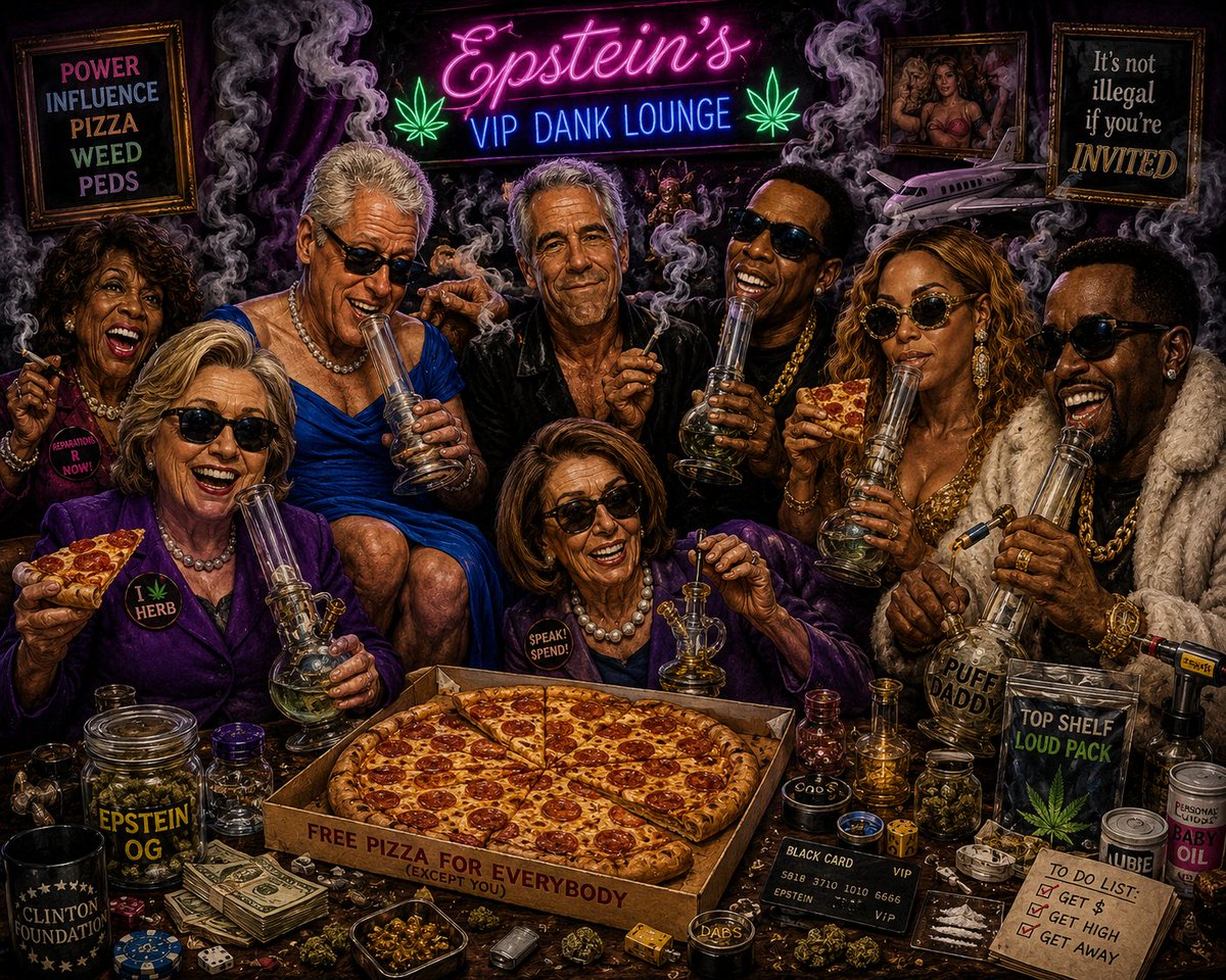 KiwiExotics's tweet photo. @AntiLeftMemes off to epstein island were they? got a group photo before they left. Oprah and ellen are missing https://t.co/jz51ZYemEi
