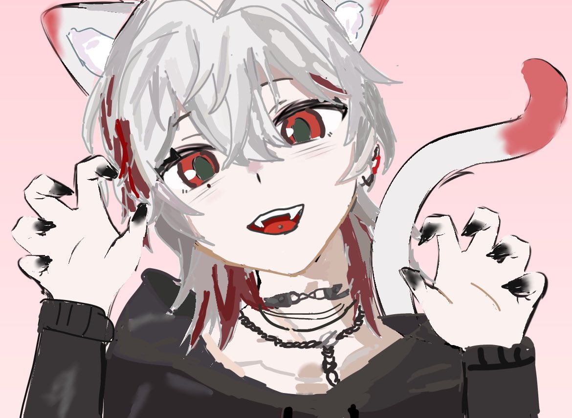 clear_1027's tweet photo. #SakuroArt   
 你好我發一下  國際貓貓日（遲到一天版  為什麼主播越看越像貓啊（？ https://t.co/1qoo1xZHsR