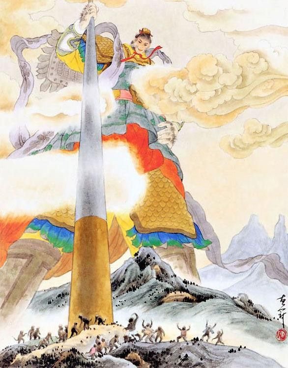 CalliopeDeXebec's tweet photo. One of my favorite paintings of Wukong being in his giant transformation ever, the scale of him is just magnificent https://t.co/ffdIyNlmEn