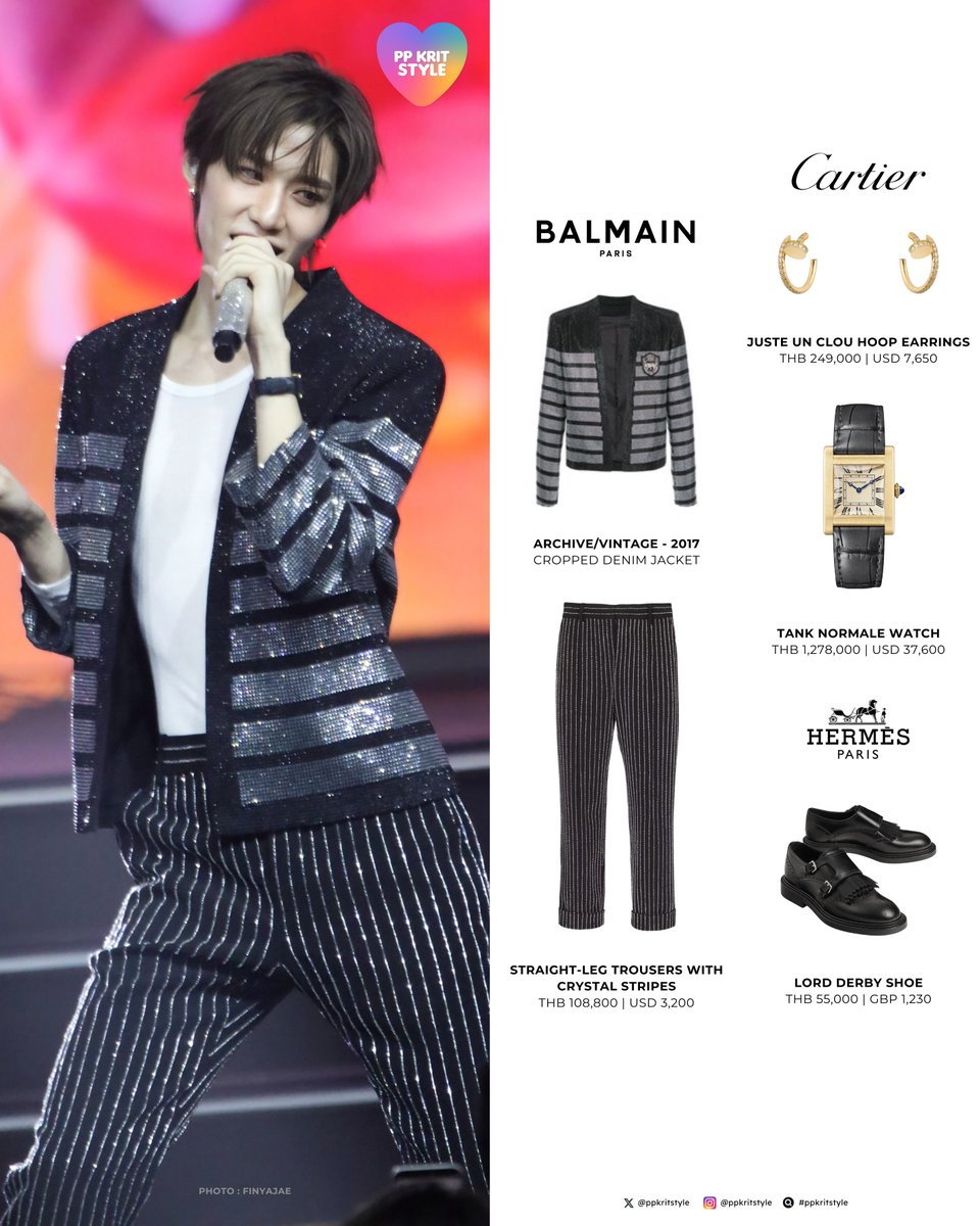 ppkritstyle's tweet photo. 〰️ #PPKritt for #WeiboGala2026xPPKRIT #WeiboCulturalCommunicationNight #WeiboGala2026

#Balmain Cropped Denim Jacket, Straight-Leg Trousers
#Cartier Juste un Clou Hoop Earrings, Tank Normale Watch
#Hermès Lord Derby Shoe

PP KRIT WEIBO GALA 2026 
#PPKritEntertainment #ppkritstyle https://t.co/kIPSLP1H6u