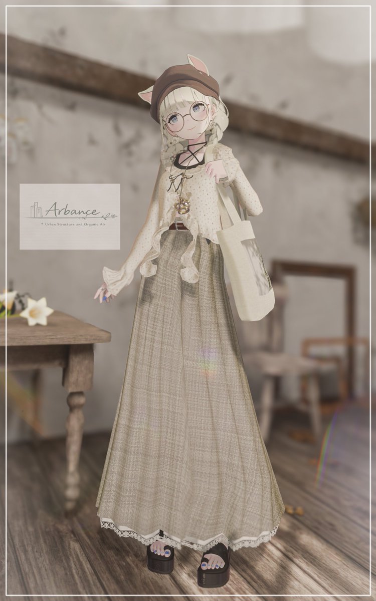 Arbance_vrc's tweet photo. Arbance 1st Release
『 Pleats Long Skirt 』

スカート、レース、ベルトを自由に組み合わせて楽しめる、ハイウエストのロングプリーツスカートです。
対応予定：Lapwing／マリシア／しなの
8月中旬発売予定

※写真はコーディネートイメージです。スカートのみ販売となります。
#Arbance #VRChat https://t.co/kyjOmKURYw