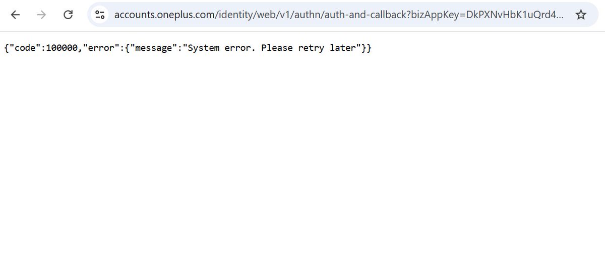 Tom_Adrianoz's tweet photo. Hey @oneplus @OnePlus_IN please see i am trying to log in through your website this issues is coming {"code":100000,"error":{"message":"System error. Please retry later"}}  , i am unable to login in oneplus account @onepluscareIN please resolve this issues Right away Please. https://t.co/anBcCRzbNI