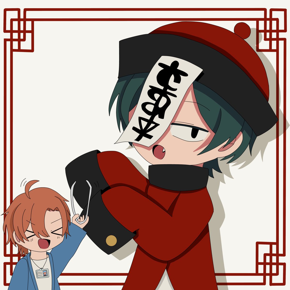 sunoa0922's tweet photo. キョンシー仮装ぴかるん&amp;
ゴミ拾いボランティア仮装のマサ
⚠︎服の色は捏造です🙇‍♀️
 #パラ高FA https://t.co/9bfRVC2cza