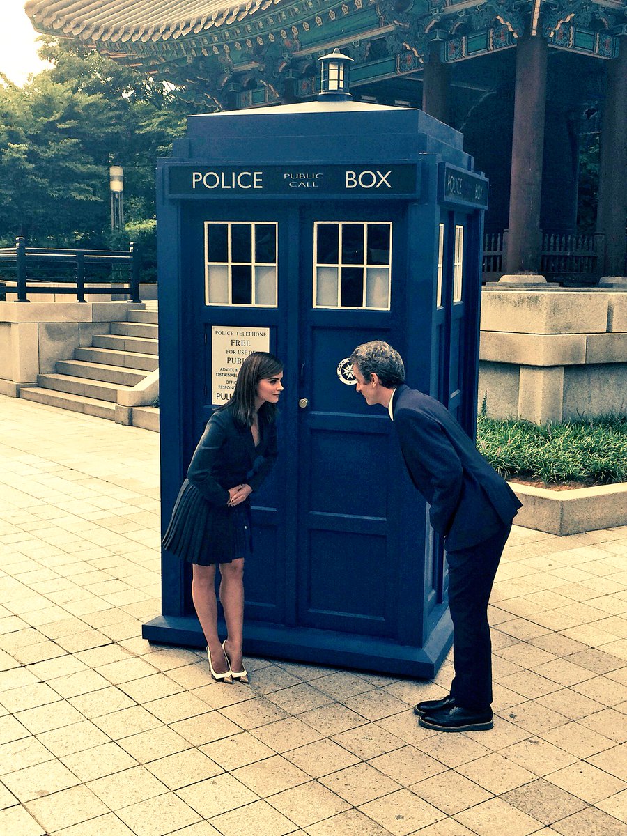 brinatello's tweet photo. A photocall and recording video messages with #PeterCapaldi, @Jenna_Coleman_, and the #TARDIS at the historic Bosingak bell at the National Museum of Seoul, South Korea. ๐ฐ๐ท Last ๐ธby #ReetuKabra. #DoctorWho #TwelfthDoctor #ClaraOswald #DoctorWhoWorldTour ๐งณ #OTD (August 9, 2014) https://t.co/6xDS0dc3DW