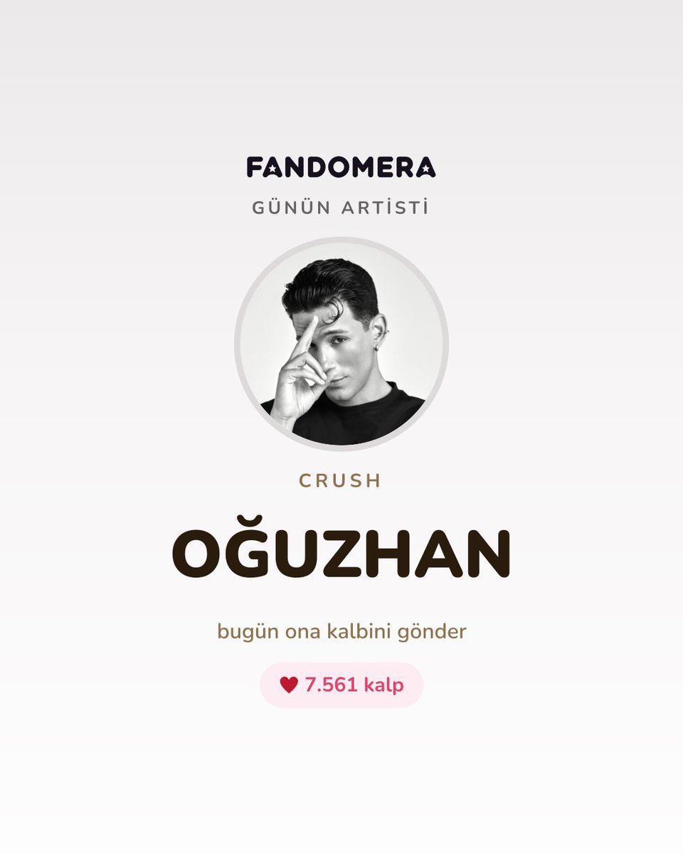 fandomeratr's tweet photo. Günün artisti: Oğuzhan · Crush
Oğuzhan’a sevgini göster 🤍
https://t.co/RnM2ZCStPN
#trpop #fandomera #oguzhancifci #crush https://t.co/xRaeFPZgqG