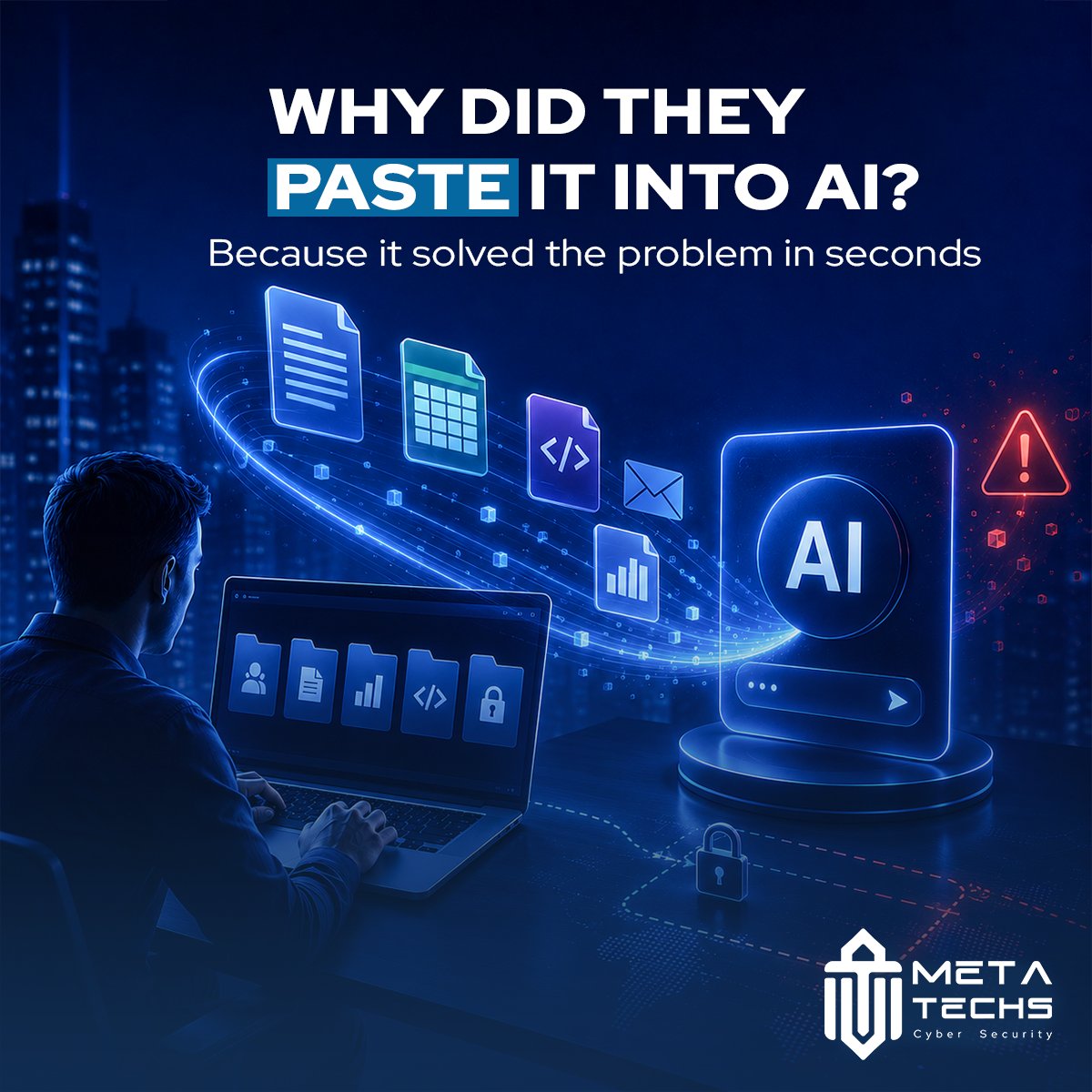 meta_techs's tweet photo. Why do employees paste company data into AI?

Usually, they aren't trying to create a security risk.

They're trying to finish the job faster.

The problem starts when the prompt contains customer data, source code, internal documents, or other sensitive information. https://t.co/BdlrETXTM2