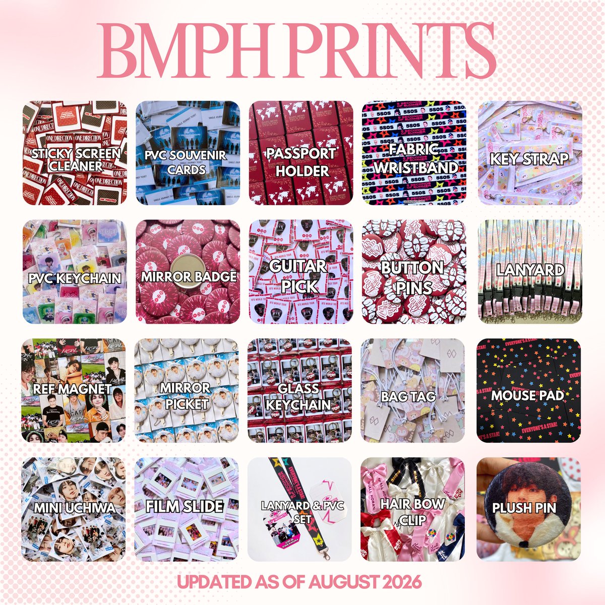 Cbandmerchph_'s tweet photo. 🎀 WELCOME TO BMPH PRINTS 🎀

For full list of products &amp; pricelist feel free to DM us 💌

You may check more of our works here: https://t.co/lAa9XzETMj

📍: Antipolo
🚚 : JNT &amp; Lalamove

Selected items comes with free packaging ✨ 

Message us if you have any questions 🥰 https://t.co/ExEyg2zaZ5