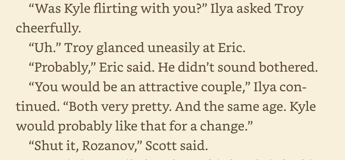 honeycois's tweet photo. the irony of them having to film a scene where ilya is making fun of an age gap relationship and scott shuts him up i’m cryfnfjfjfjfjjfjdj https://t.co/RwvTPUzLMC