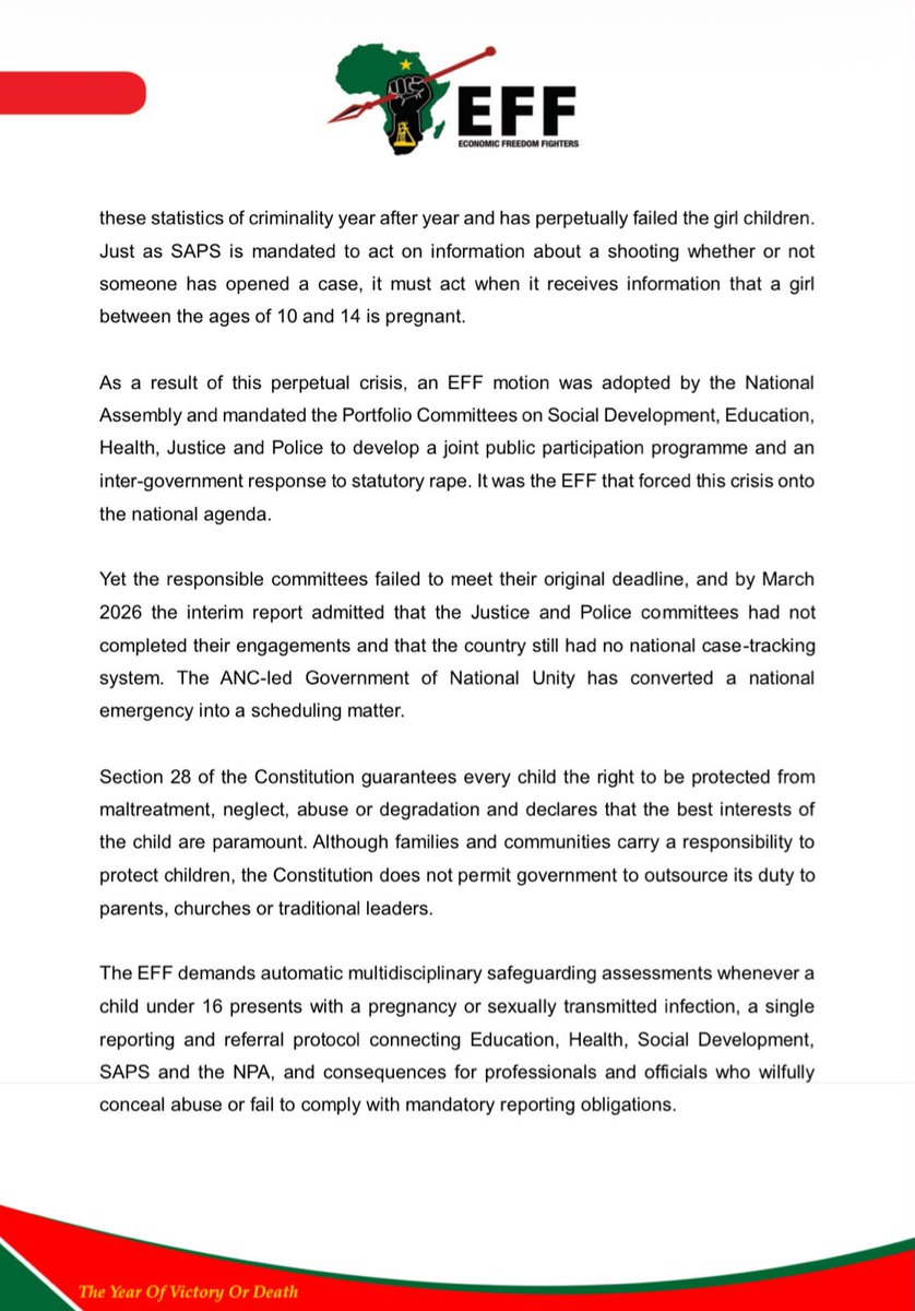 EffNorthwest's tweet photo. EFF NW STATEMENT COMMEMORATING NATIONAL WOMEN'S DAY

“The most honest way to honour Mama Ruth Mompati is not through ceremonial
speeches and Women's Day rallies. It is to ask whether the girl children who walk the
streets, attend the schools &amp; use the clinics of the NW are safe.” https://t.co/YgHv9Ehnij