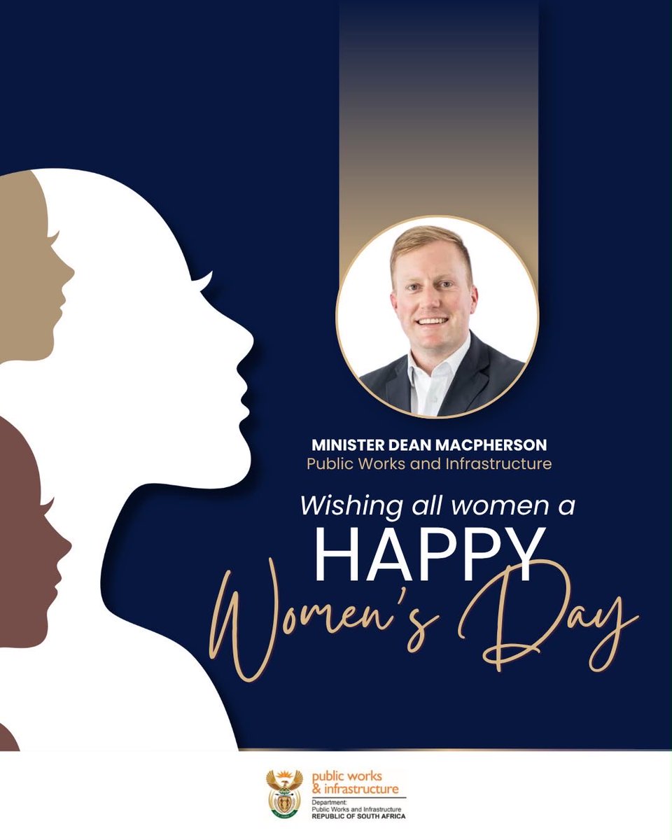 DepartmentPWI's tweet photo. Happy Women’s Day to all the incredible women of South Africa. 

Today, we honour the courage, strength and determination of the women who came before us, while recommitting ourselves to building a country where every woman and girl can live safely, participate fully in our economy and realise her potential.

#WomensDay 
#LetsBuildSA
#WomenMonth2026