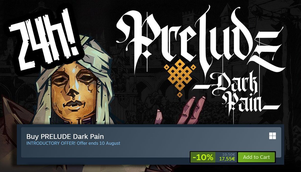 preludethegame's tweet photo. 24 hours to get Prelude Dark Pain with a 10% discount! 🚨
#indiegame #indiedev #discount #tacticalRPG https://t.co/w7uCdKH3Ax