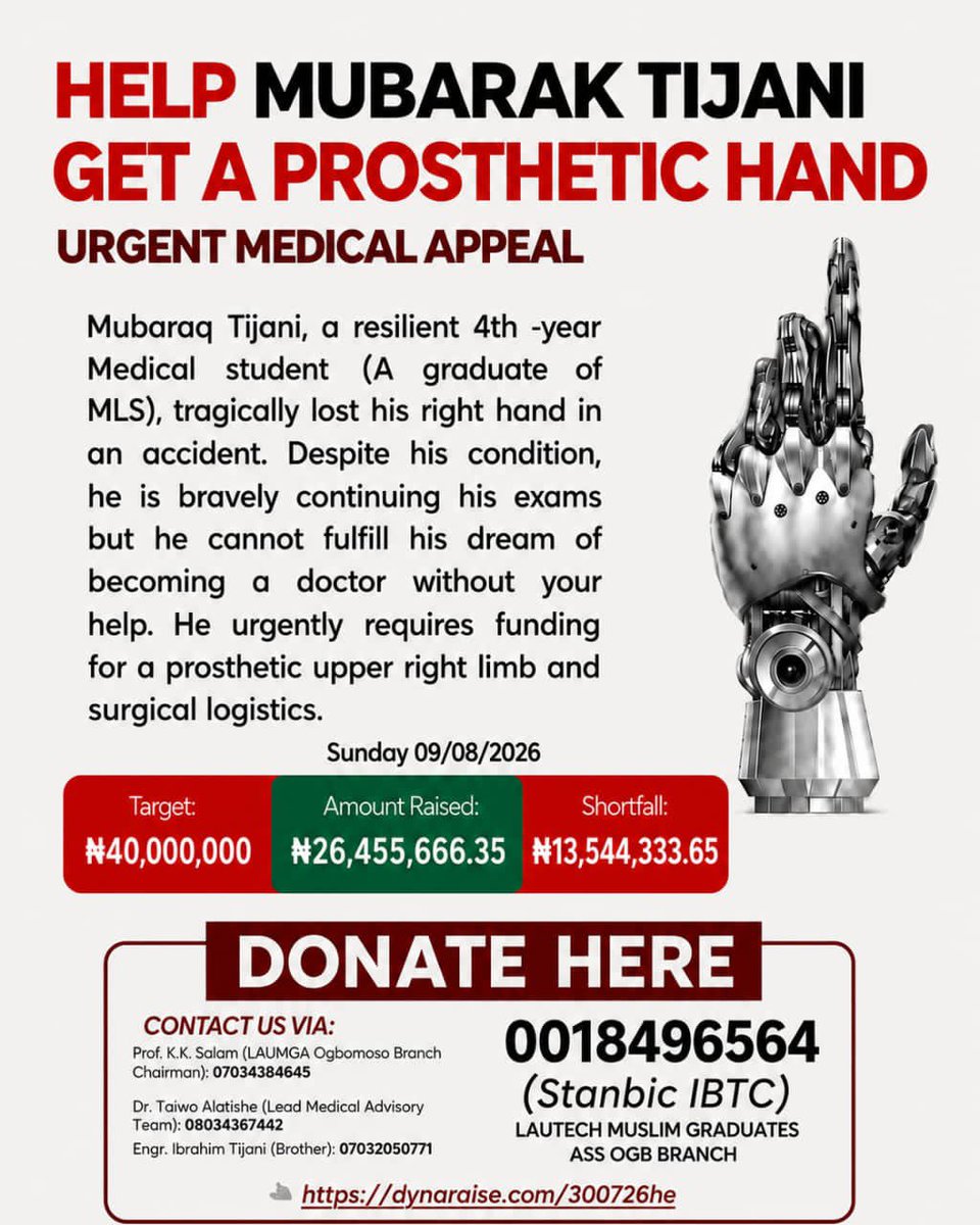 Justolaola's tweet photo. Every 1 naira counts.
Every 1 kobo is appropriated.
26.4M of 40M

0018496564
Stanbic IBTC

And, thanks for the retweets. They have been helpful. 🙏

#HelpMubaraq https://t.co/TRpwoUwKAk