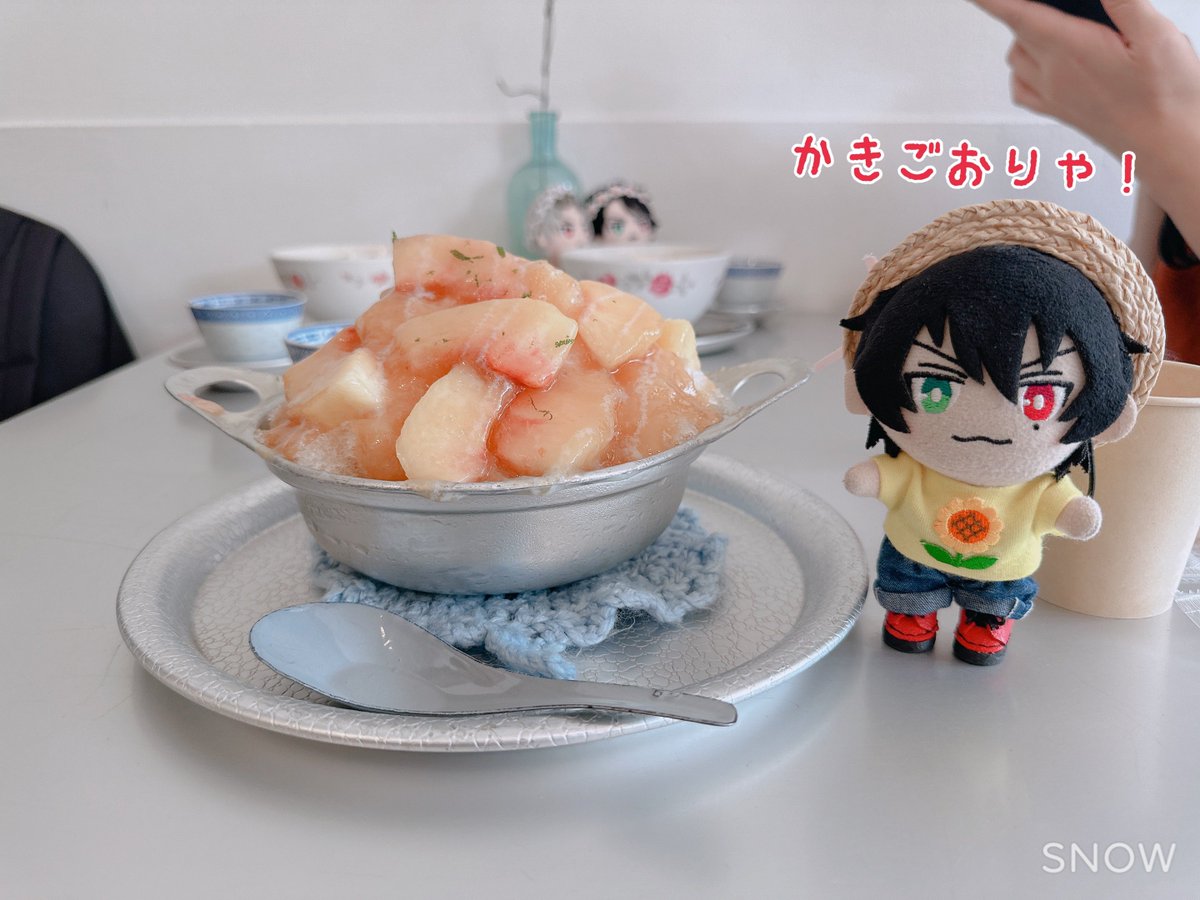 honerou123's tweet photo. ほねろうですぬ！
きんきゅーきかく！！おともぬいからおそさいがあってきゅうきょももかつしてきたぬ！
ことしはつのかきごおりぬ〜！あまあまのしろっぷにおいしいもも！さいこうのももかつや〜！！またらいねんもいくで〜！ https://t.co/AIjUyd8nFd