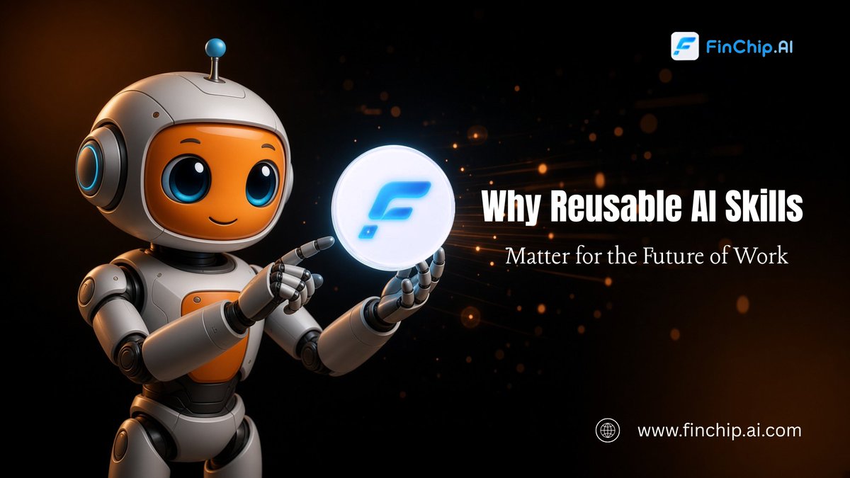 mianbrooks03's tweet photo. Why Reusable AI Skills Matter for the Future of Work

♻️Reusable AI Skills Working Smarter Not Harder
💠 • Reusable AI Skills are slowly changing the ‌‌‌way we work easily and spend time.
Instead of solving the same problem from scratch over and over again transform yourself into a skill once and use itskillfully repeatedly. These small changes can make our daily work much faster and less exhausting.

♻️Why We Keep Repeating the Same Work Instead of Building Skills.
💠 • A large part of our time is not spent building any big skill. It is spent just being engaged in the same type of work again and again. When we need to research a topic do formatting analysis or write a draft we cannot. Because we do not turn ourselves into that skill.  

Reusable skills cut out the repetition. When you trigger the skill and intelligence the result comes. Less hassle more output.

♻️FinChip Pre Built Skills You Can Reuse Instantly.
💠• This is where @finchip_ai  stands out.
In FinChip you do not have to build a new solution from scratch every time. You can access and use pre-built Skills. Someone has solved the problem once. That skill can now be used by anyone. There is no need to start from the beginning every time.

♻️Here are a few examples of how this will fit into future workflows.

💠 • A skill developer is running a literature review key insights skill instead of reading about 20 papers for each project.
💠 • A marketer is using a competitor analysis messaging angle skill which is updated with new data.  
💠 • A founder is running a weekly KPI summary  next actions skill that works across all their tools.  
💠 • An AI agent is chaining multiple skills together to complete multi-step work without that person having to watch over it.

♻️Actually, those who will write in the future will not be the hardest prompt writers.  
They will be the hardest writers who build the best skills share them and reuse them. Work will no longer feel like constant problem solving. It will feel like composing with proven building blocks.  
Reusable AI Skills will not just remain a feature they will become the core infrastructure for how humans and AI agents work together.

♻️That is why reusable Skills are important.

💠 • They work in less time. Less time is wasted.Over time they produce even better quality work.  
Those who stop building from scratch every time and start reusing the future of work will belong to them.