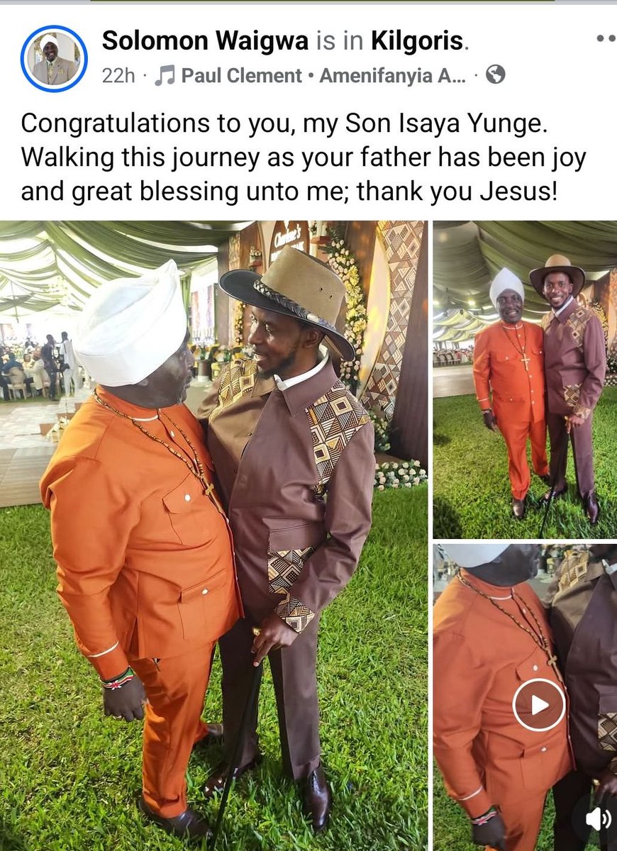 BoboWamboiKuria's tweet photo. I knew Hyenas were at the center of this whole thing.  This is Solomon Waigwa, Wachira's Dad. I know you all know Wachira the guy with green hapo second frame. Solomon Waigwa is the Adoptive parent of the groom and he was there with all his family. They live in USA. Tanzania Tawe https://t.co/dIEpei1I66