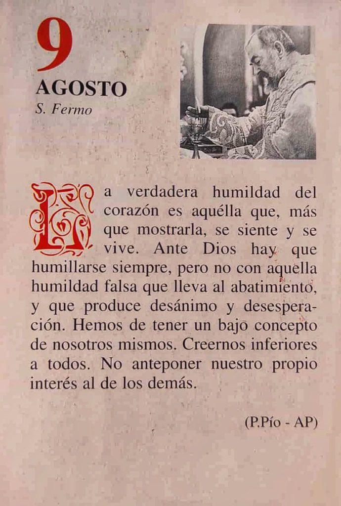 SanPadrePioPiet's tweet photo. ¡Feliz Domingo 9 de Agosto!

“La verdadera humildad del corazón es aquella que, más que mostrarla, se siente y se vive. Ante Dios hay que humillarse siempre, pero no con aquella humildad falsa que lleva al abatimiento, y que produce desánimo y desesperación…” https://t.co/mhpMhbPxEe