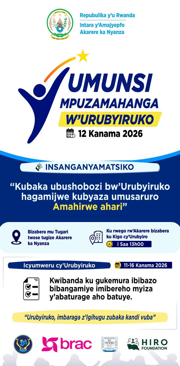 NyanzaRyvcp's tweet photo. Muratumiwe mwesee! #Rubyiruko namwe nshuti z'Urubyiruko turabatumiye muzaze twizihize umunsi Mpuzamahanga w'Urubyiruko ku rwego rwa @NyanzaDistrict, uzabera kuri @YegoNyanza. Ni kuri uyu wa 3 guhera saa saba, muzaze mwateguriwe ibyiza byinshi. @Rwandapolice @RwandaLocalGov https://t.co/ej2rnJJRKT