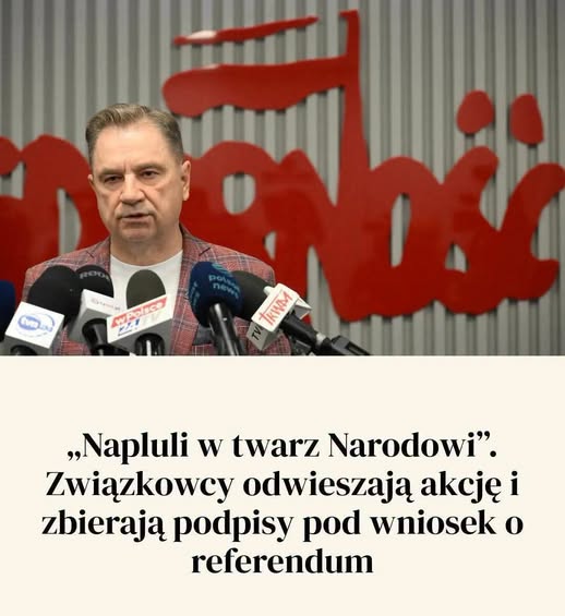 Darekbrzoza's tweet photo. "Ostra konfrontacja na linii związkowcy–większość rządząca po czwartkowej decyzji Senatu, który odrzucił wniosek prezydenta Karola Nawrockiego o przeprowadzenie ogólnokrajowego referendum w sprawie unijnej polityki klimatycznej. Szef NSZZ „Solidarność” Piotr Duda zarzucił senatorom koalicji lekceważenie obywateli i ogłosił natychmiastowe odwieszenie zbiórki podpisów pod własnym, obywatelskim wnioskiem referendum ws. Zielonego Ładu. Związkowcy zapewniają, że brakujące podpisy zbiorą błyskawicznie."
za Rafał Szrama